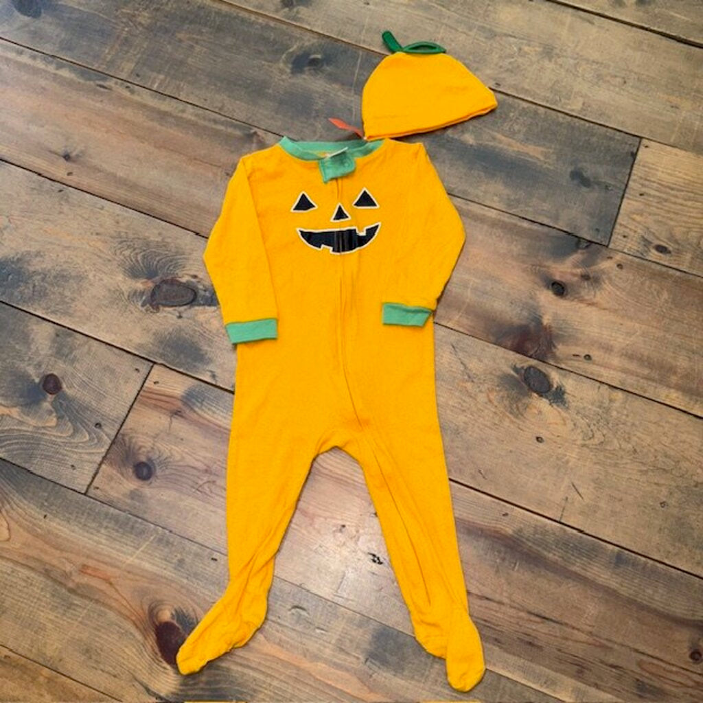 Halloween Pumpkin footie with hat 24M