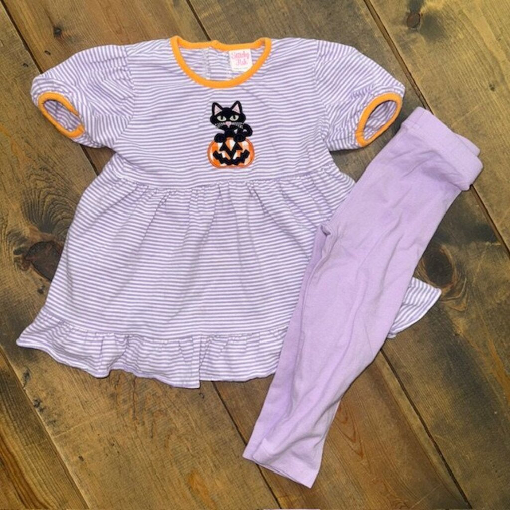 Embroidered Halloween Cat Outfit 24M