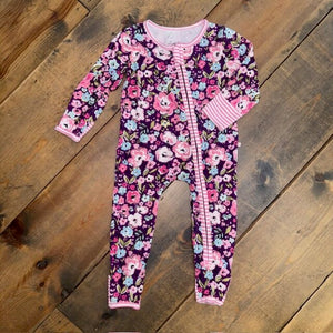Bamboo Floral Zip Up Convertible Romper 9M