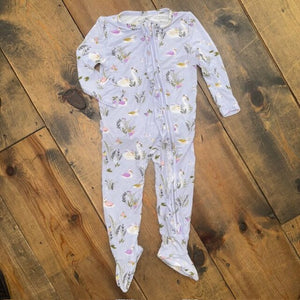 Bamboo Ruffle Swan Lake Footie Sleeper 9/12M
