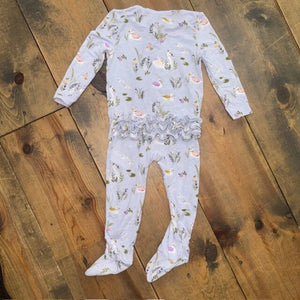 Bamboo Ruffle Swan Lake Footie Sleeper 9/12M