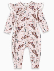 Prairie Princess Bamboo Western Zipper Romper