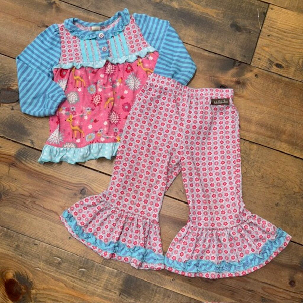 deer Ruffle pajama set 2T