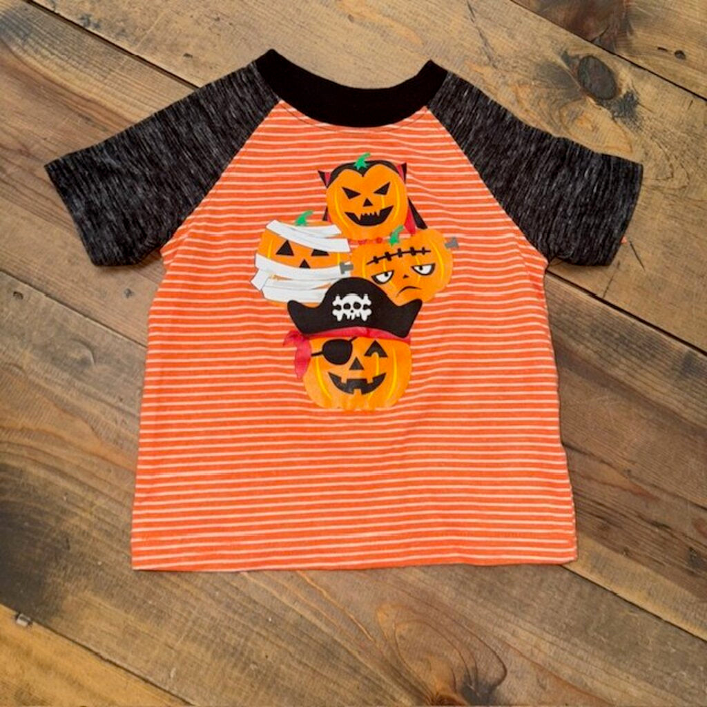 Short Sleeve Halloween Pumpkin Shirt 2T