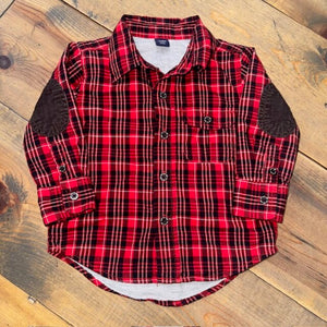 Lined Plaid Button Up Shirt 12/18M