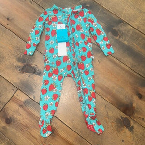 NEW Bamboo Strawberry Footed Zipper Sleeper 9/12M