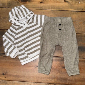 Striped hooded crew with matching pants 18M