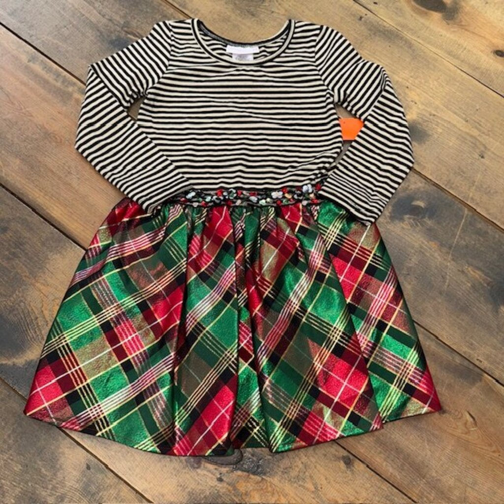 Christmas Stripe & Plaid Dress 5T