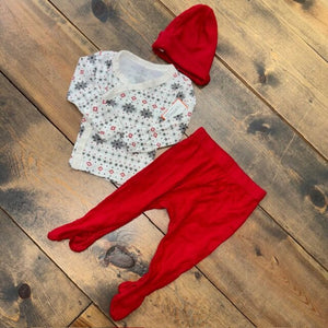 Christmas Outfit w/ Hat 3/6M