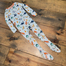 Load image into Gallery viewer, bamboo dino footie 2T
