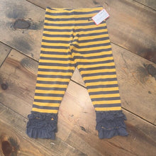 Load image into Gallery viewer, Striped Ruffle Goldenrod Leggings 2T
