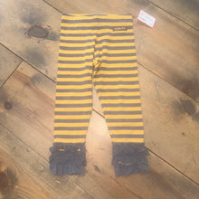 Load image into Gallery viewer, Striped Ruffle Goldenrod Leggings 2T
