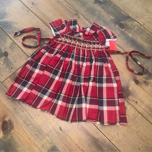 Plaid Collared Smocked Dress 2T