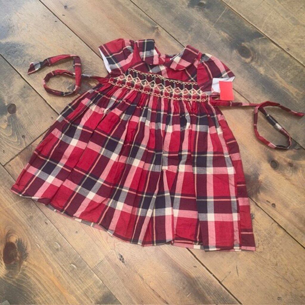 Plaid Collared Smocked Dress 2T