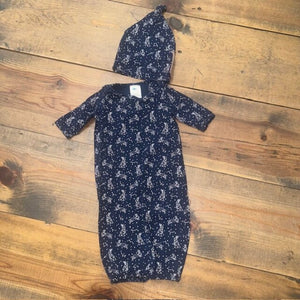 Lepes Rabbit Constellation Gown & Hat NB