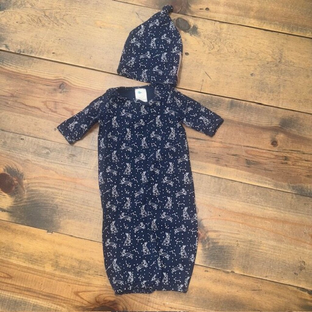 Lepes Rabbit Constellation Gown & Hat NB