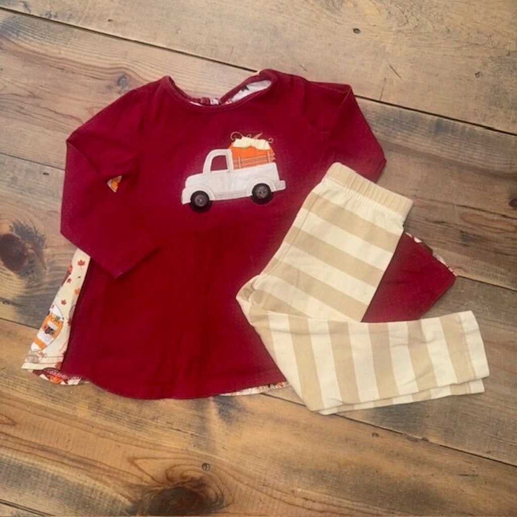 LS fall pumpkin truck with leggings 24M