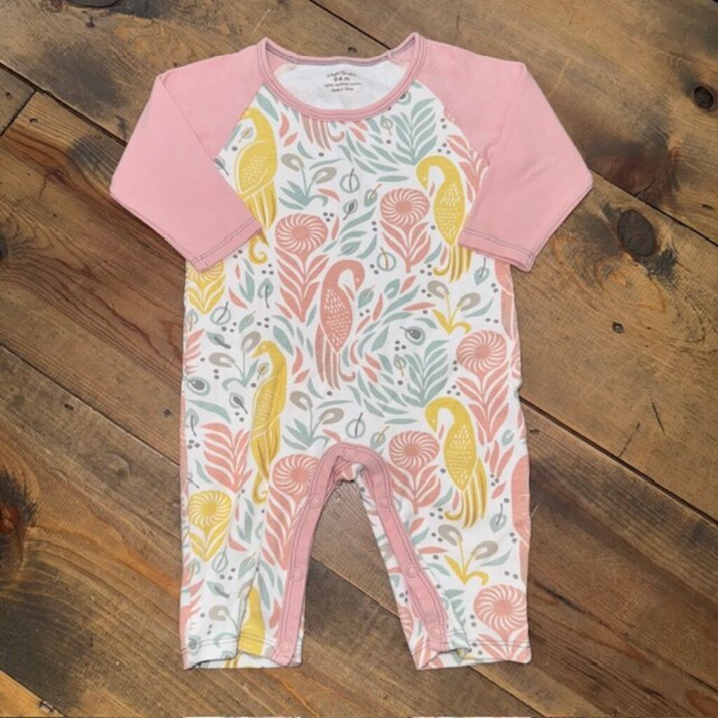 peacock print romper 0/6M