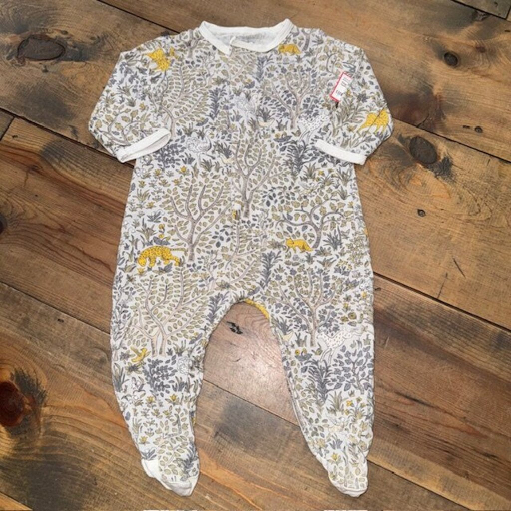 magnet bamboo animal print footie 3/6M