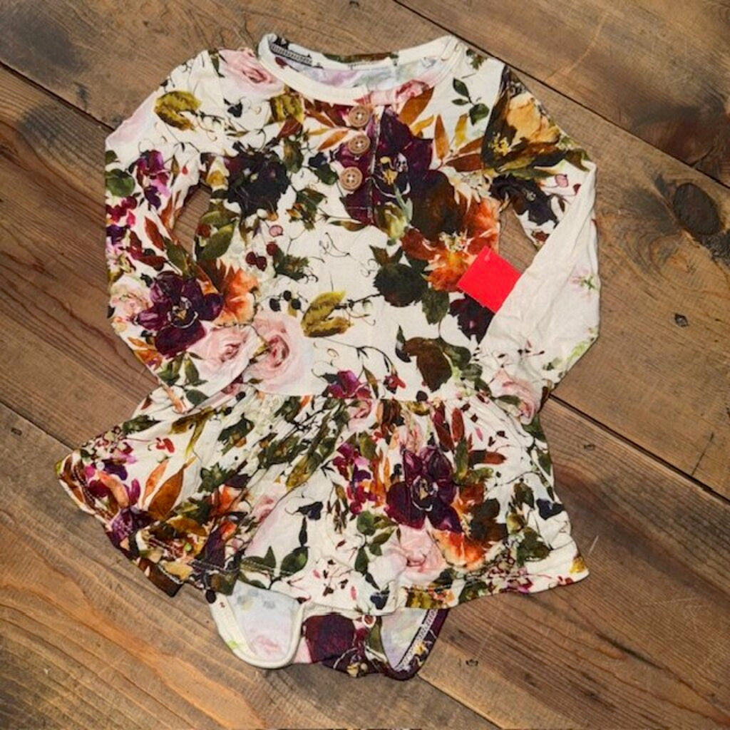 Floral Bamboo Bodysuit Twirl Dress 12/18M