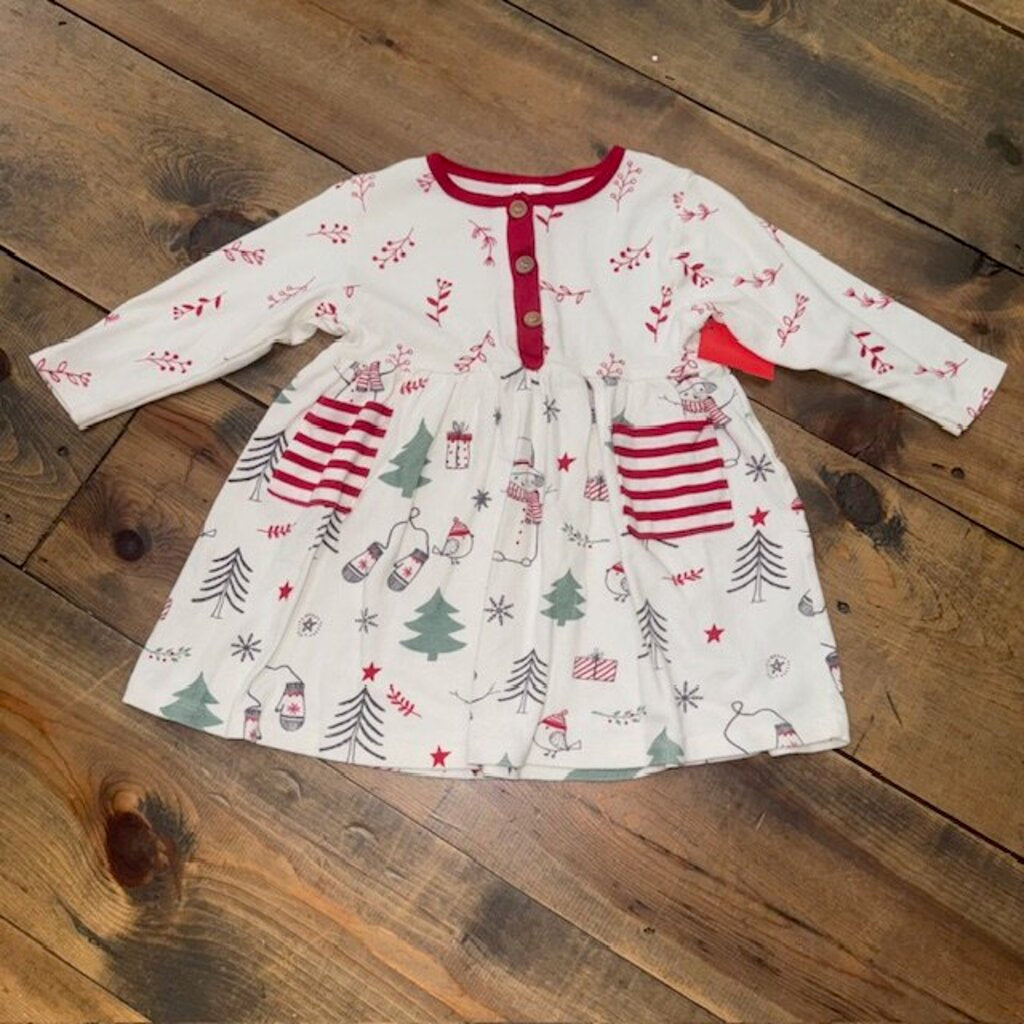 Christmas Snow pocket dress 2T