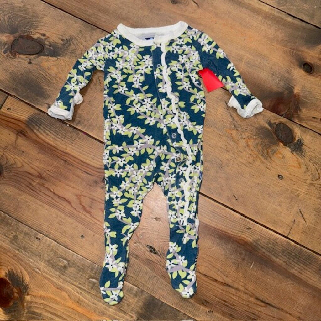 floral bamboo footie 0/3M