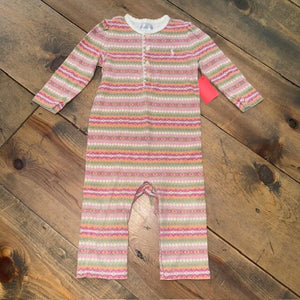 Patterned button romper 9M