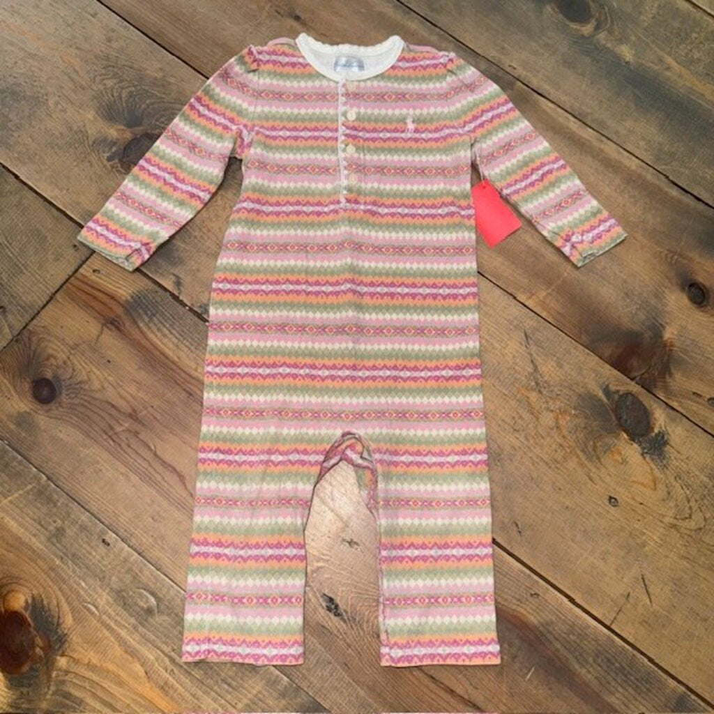Patterned button romper 9M