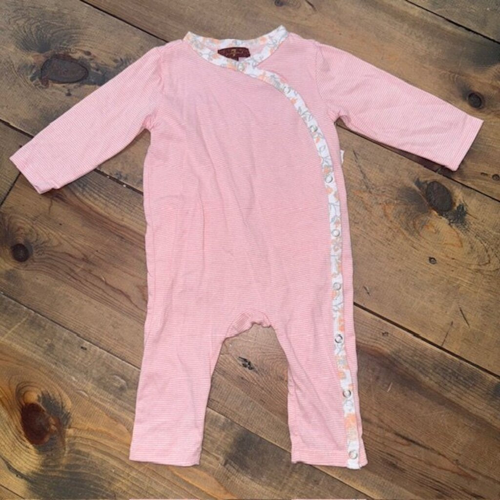 Striped button romper 6/9m