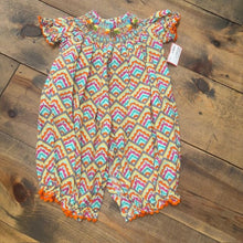 Load image into Gallery viewer, thanksgiving smocked turkey romper 6M
