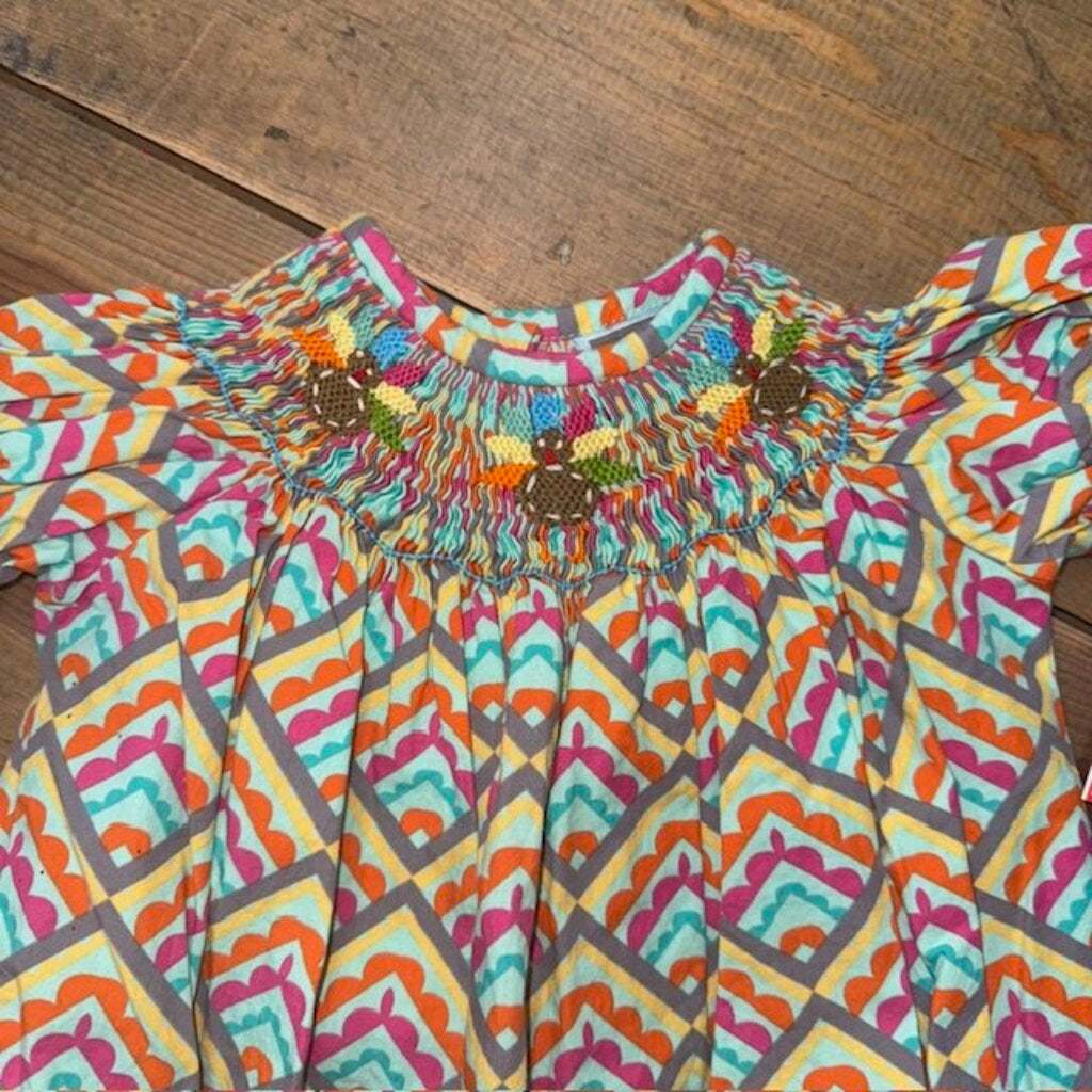 thanksgiving smocked turkey romper 6M