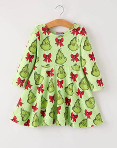 Christmas Grinch with Red Bows Dress