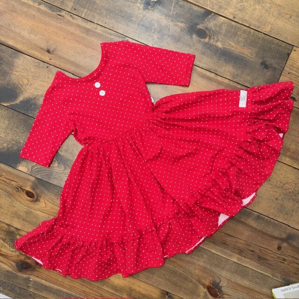 Polka Dot Christmas Ruffle Twirl Dress 8/10