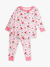 Load image into Gallery viewer, Bamboo Pink Santa Ruffle Long Sleeve Pajama Set with Rear Ruffles
