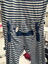 Load image into Gallery viewer, bamboo Dachshund striped snap romper 3/6M
