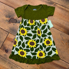 Load image into Gallery viewer, Sunflower Bodysuit Dress 6/12M

