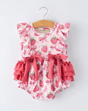 Load image into Gallery viewer, Summer Strawberry Bow Romper
