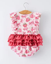 Load image into Gallery viewer, Summer Strawberry Bow Romper

