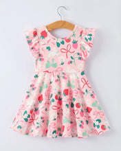 Load image into Gallery viewer, Spring Strawberry Bunny Bow Dress
