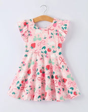 Load image into Gallery viewer, Spring Strawberry Bunny Bow Dress
