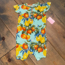 Load image into Gallery viewer, Citrus Bamboo Button Henley Romper 9/12M
