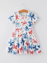 Load image into Gallery viewer, 4th Of July Bow Star Girls Dress
