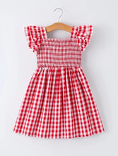 Load image into Gallery viewer, Summer Plaid Smocked Ruffle Girl Dress
