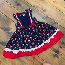 Load image into Gallery viewer, **AS-IS** Cherry &amp; Bows Red White Blue Dress 8
