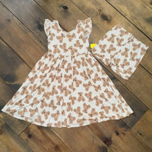 Load image into Gallery viewer, Bamboo Teddy Bear Twirl Dress w/ Bloomers 9/10
