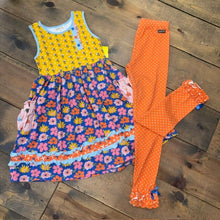 Load image into Gallery viewer, floral pocket dress with polka leggings 10
