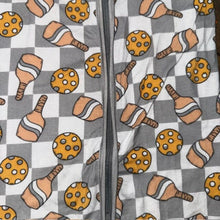 Load image into Gallery viewer, bamboo pickle ball double zip romper
