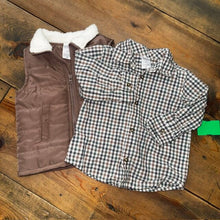 Load image into Gallery viewer, Plaid button up shirt &amp; Vest 12M
