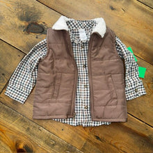 Load image into Gallery viewer, Plaid button up shirt &amp; Vest 12M
