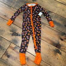 Load image into Gallery viewer, Football Bamboo Convertible Zipper Romper Pajamas 18/24M
